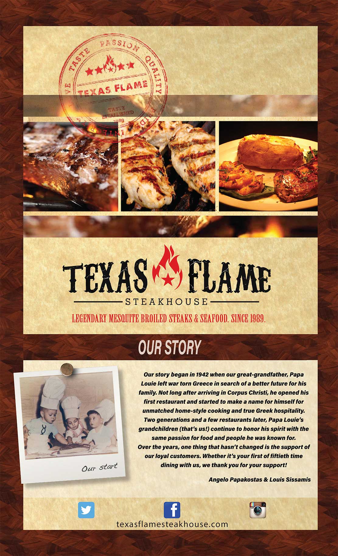 Texas Flame Steakhouse Dinner Menu - Best Restaurants in Corpus Christi, Texas