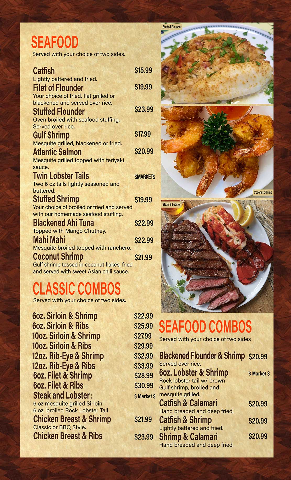 Steakhouse menu deals